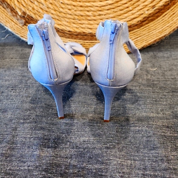 Womens New York & Company Blue Linen Heels sz10 - Picture 3 of 4